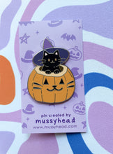 Load image into Gallery viewer, Witch Cat Hard Enamel Pin