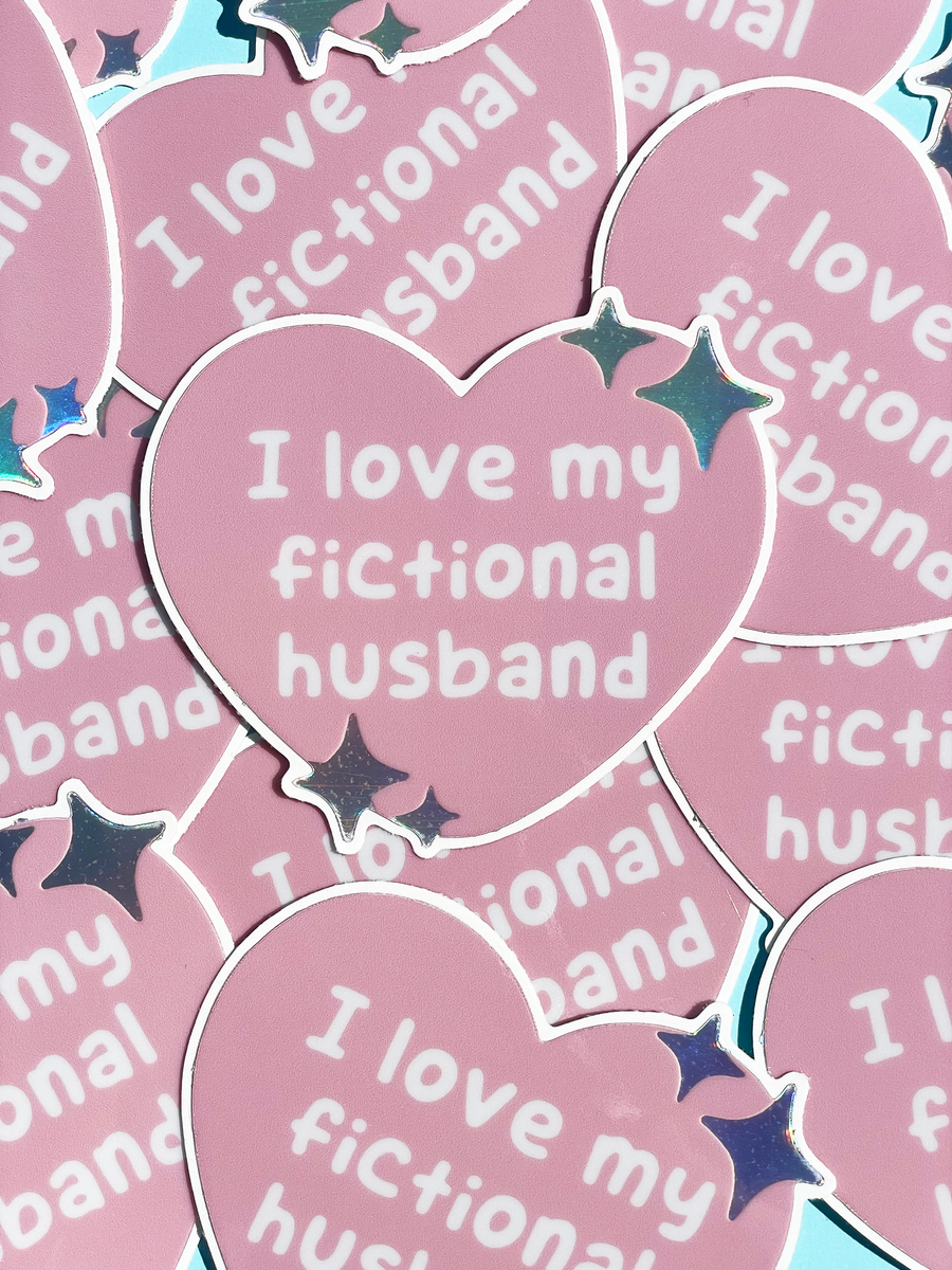 'I love my fictional husband' holographic vinyl sticker mussyhead