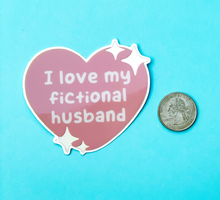 Load image into Gallery viewer, 'I love my fictional husband' holographic vinyl sticker