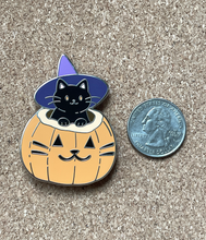 Load image into Gallery viewer, Witch Cat Hard Enamel Pin