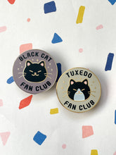 Load image into Gallery viewer, Cat Fan Club Hard enamel pins | Black cat & Tuxedo cat