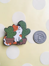 Load image into Gallery viewer, Calico Cat with Cactus Enamel Pin - mussyhead