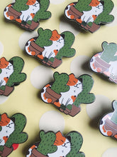 Load image into Gallery viewer, Calico Cat with Cactus Enamel Pin - mussyhead