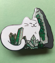 Load image into Gallery viewer, White Crystal Cat Hard Enamel Pin - mussyhead