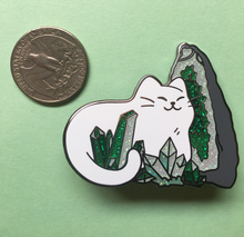 Load image into Gallery viewer, White Crystal Cat Hard Enamel Pin - mussyhead