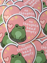 Load image into Gallery viewer, No thoughts head empty frog vinyl sticker - mussyhead