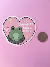 Load image into Gallery viewer, No thoughts head empty frog vinyl sticker - mussyhead