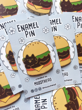 Load image into Gallery viewer, Hamburger Cat Hard Enamel Pin - mussyhead