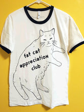 Load image into Gallery viewer, Fat Cat Appreciation Club Ringer Tee | Chonky Cat Shirt, Cat Tshirt - mussyhead