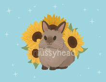 Load image into Gallery viewer, Mini Sunflower Bunny Art Print | 5 x 7 print | - mussyhead