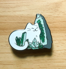 Load image into Gallery viewer, White Crystal Cat Hard Enamel Pin