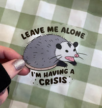 Load image into Gallery viewer, Crisis Opossum Clear Vinyl Sticker
