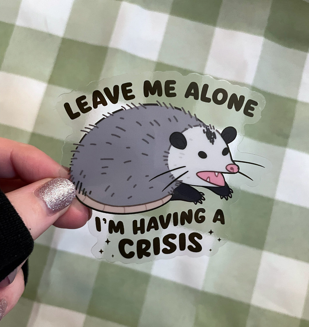 Crisis Opossum Clear Vinyl Sticker
