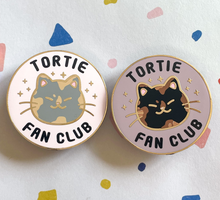 Load image into Gallery viewer, Tortie Fan Club Hard enamel pins
