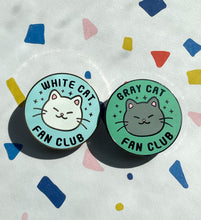 Load image into Gallery viewer, Cat Fan Club Hard Enamel Pins | White Cat &amp; Gray Cat
