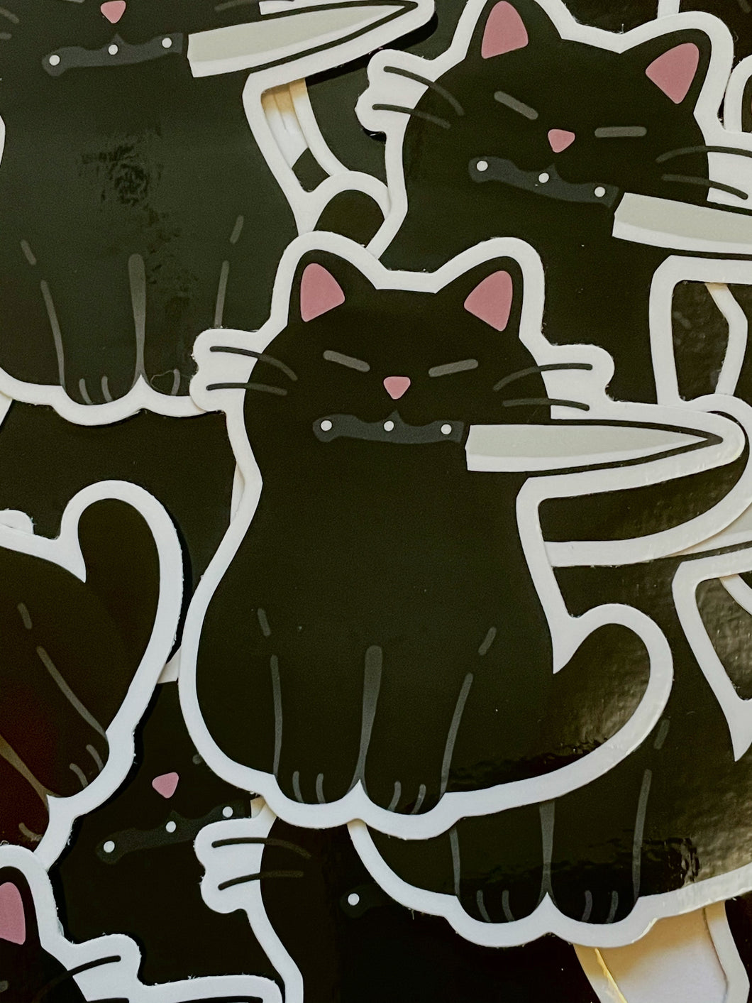 Knife Cat Vinyl Sticker