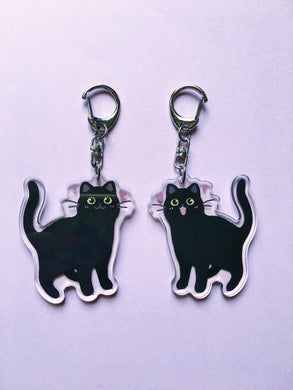 Black Cat Acrylic Keychain - mussyhead