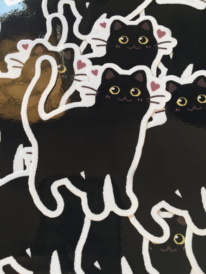 Black Cat Vinyl Sticker - mussyhead