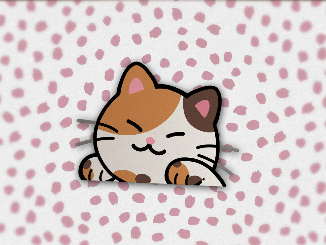 Calico cat Peeker Sticker | Tortoiseshell (Tortie) cat Peeker Sticker