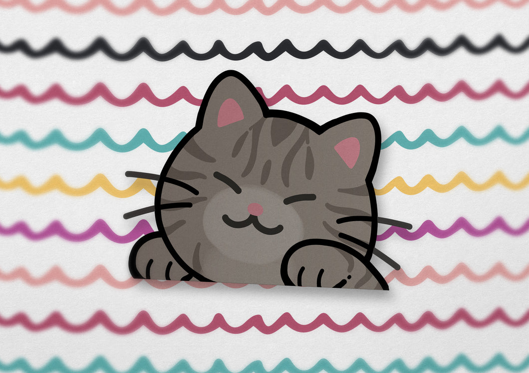 Orange Tabby Cat Peeker Sticker | Gray Tabby Cat Peeker Sticker