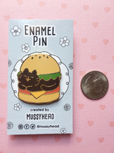 Load image into Gallery viewer, Hamburger Cat Hard Enamel Pin - mussyhead
