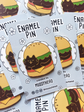 Load image into Gallery viewer, Hamburger Cat Hard Enamel Pin - mussyhead
