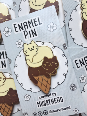 Ice Cream Cat Hard Enamel Pin - mussyhead