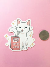 Load image into Gallery viewer, Idiot Juice Cat Vinyl Sticker - mussyhead
