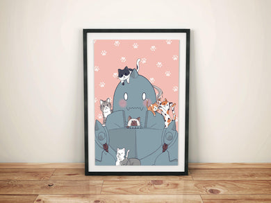 Al with cats print | 8.5 x 11 | FMA, Fullmetal Alchemist, Alphonse Elric - mussyhead