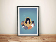 Load image into Gallery viewer, Sleepy Aizawa with cats fanart print - mussyhead
