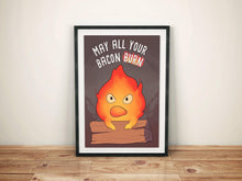 Load image into Gallery viewer, 8.5 x 11 Calcifer Print | May all your bacon burn | HMC print - mussyhead
