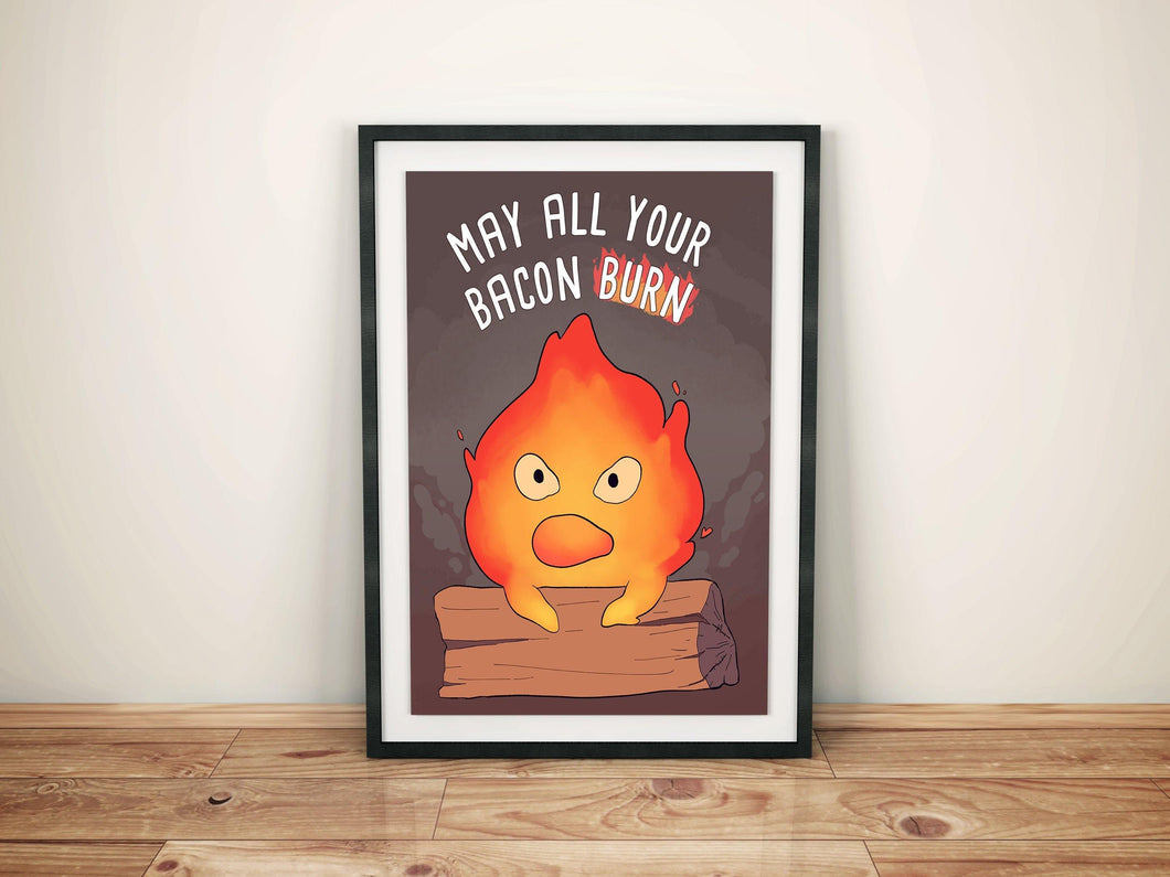 8.5 x 11 Calcifer Print | May all your bacon burn | HMC print - mussyhead