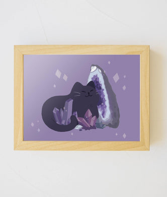Small Crystal Cat Art Print || 5 x 7 || - mussyhead