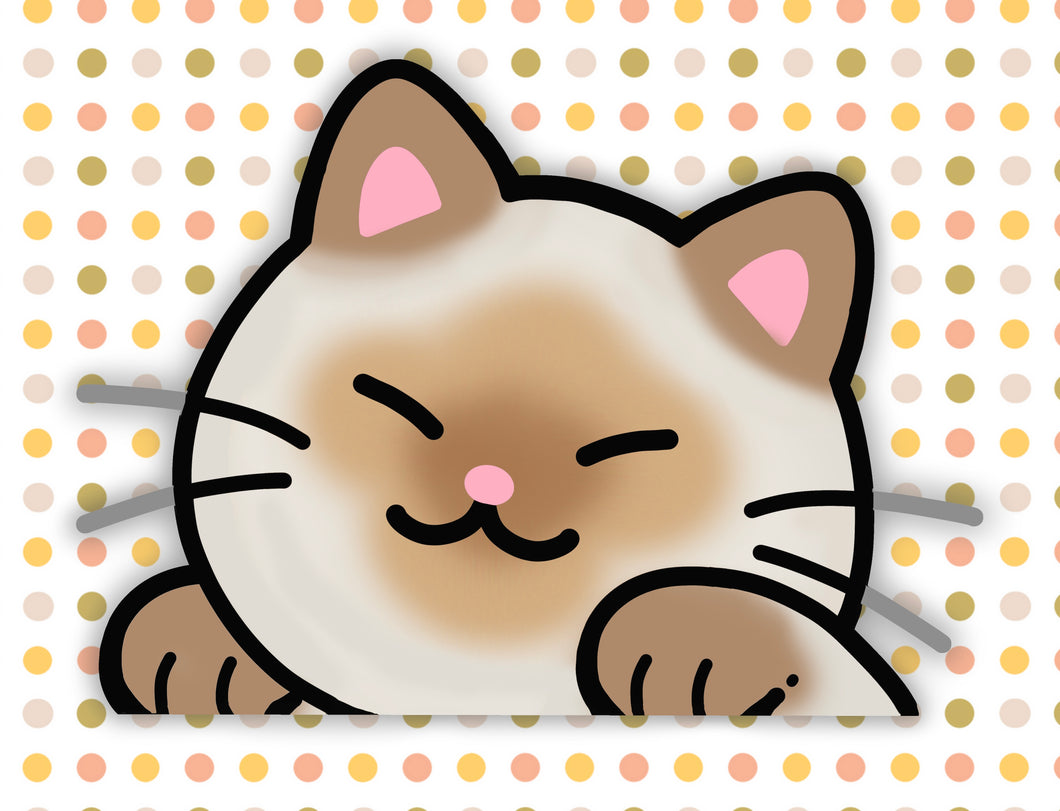 Siamese Cat Peeker Sticker | Flame Point Peeker Sticker | Seal Point Peeker Sticker