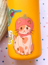 Load image into Gallery viewer, Strawberry Cat Clear Vinyl Sticker
