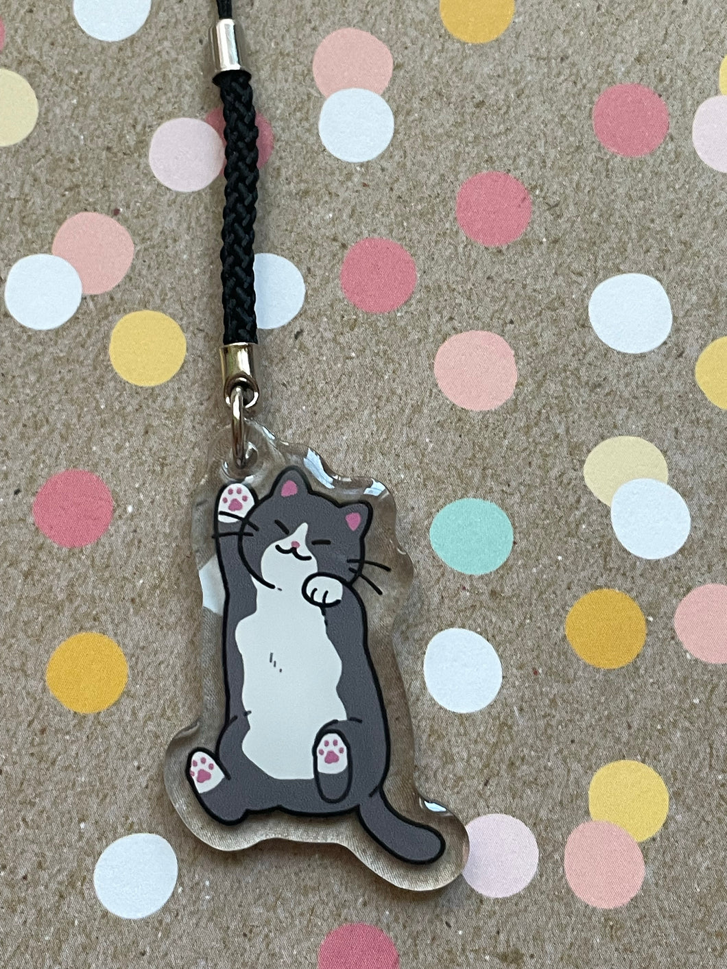 Gray Tuxedo Cat Pull Charm