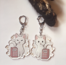 Load image into Gallery viewer, Idiot Juice Acrylic Cat Keychain - mussyhead
