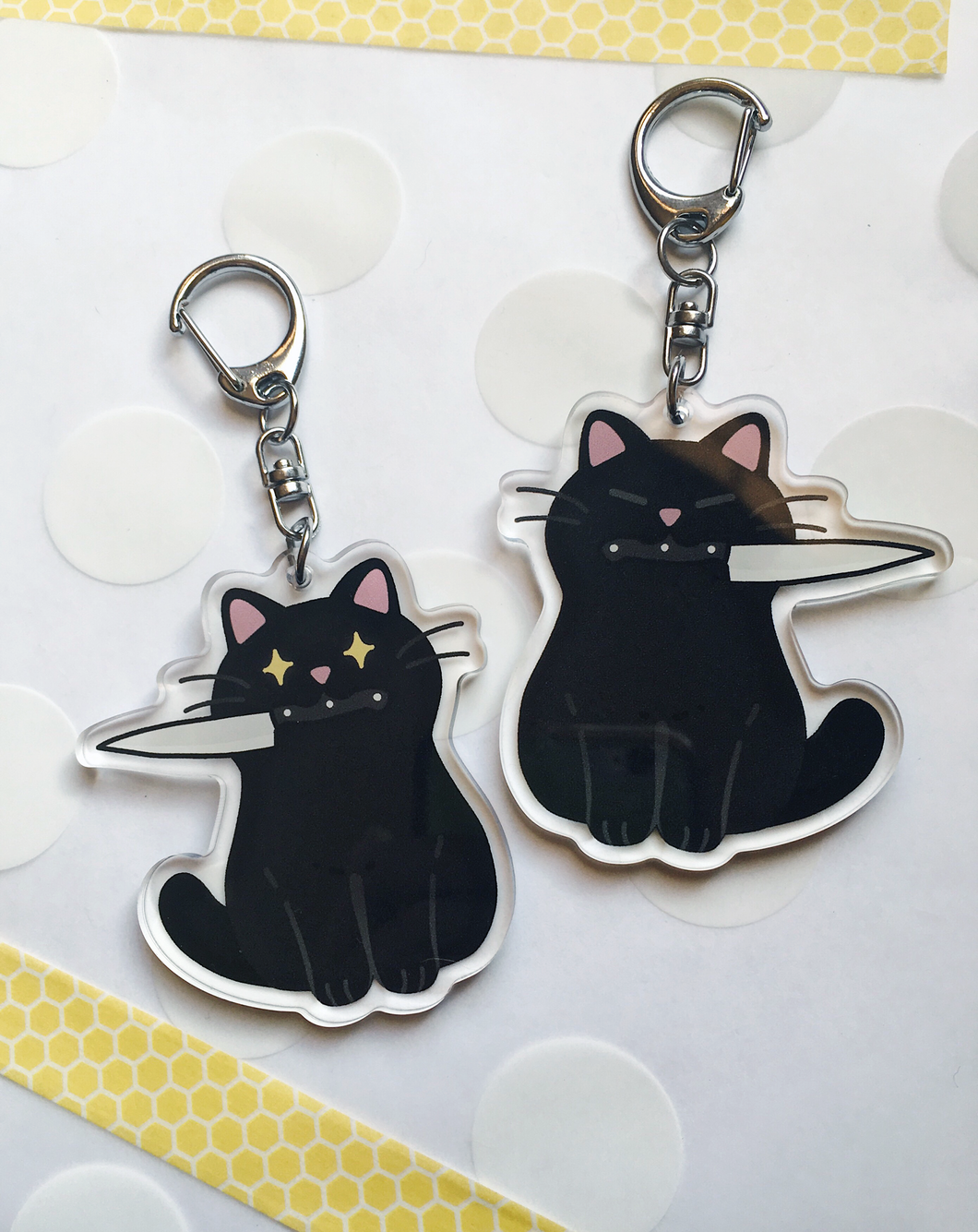 Knife Cat Acrylic Keychain