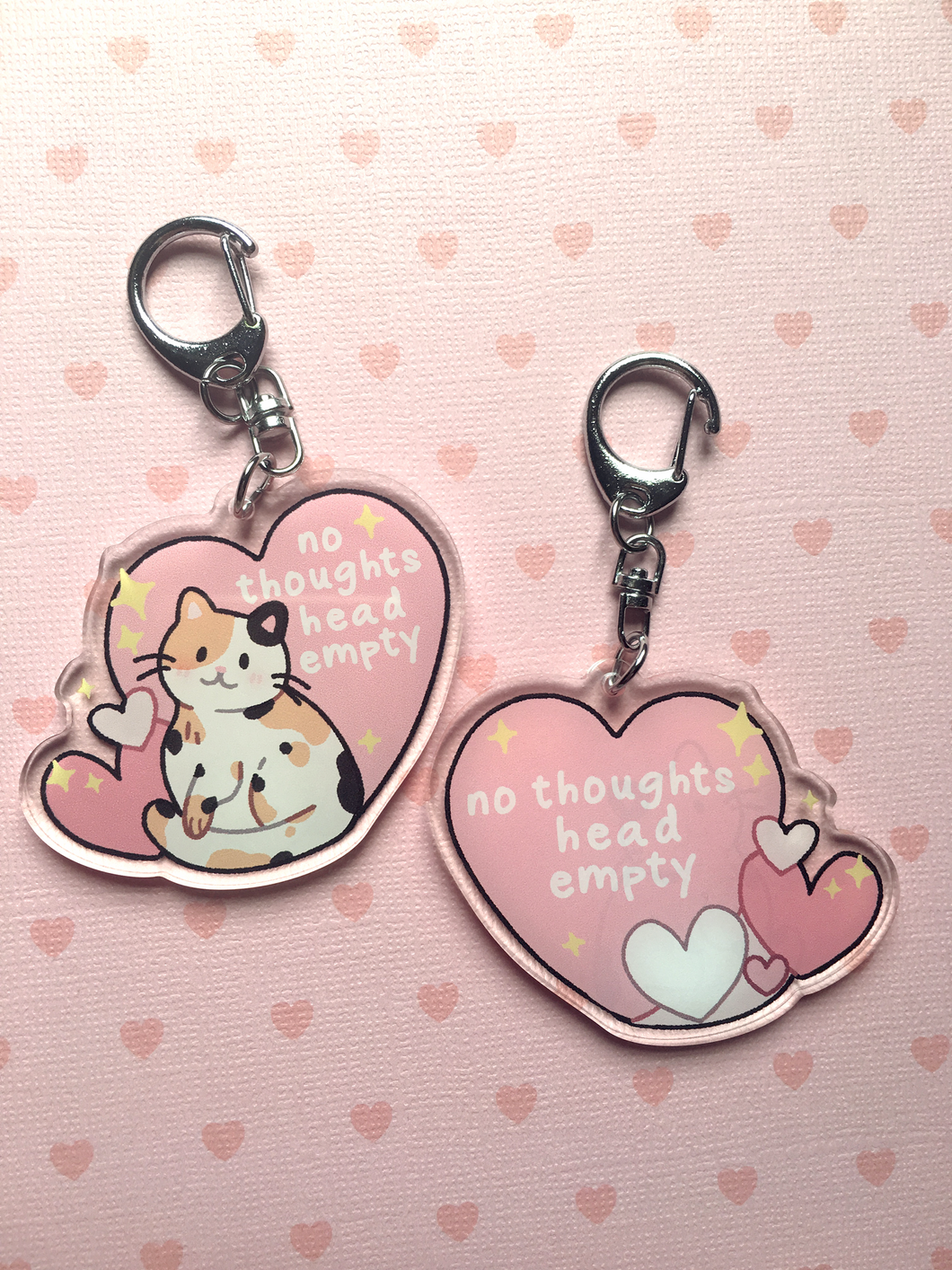 No Thoughts Head Empty Keychain - Cute cat meme - mussyhead