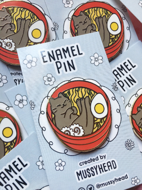 Ramen Cat Hard Enamel Pin - mussyhead