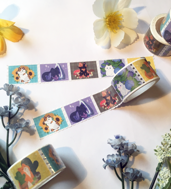 Nature Cats Stamp Washi Tape - mussyhead