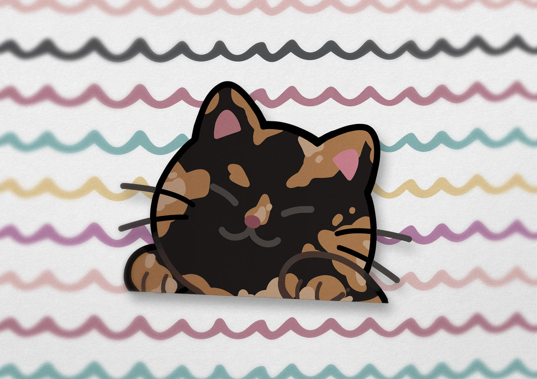 Calico cat Peeker Sticker | Tortoiseshell (Tortie) cat Peeker Sticker