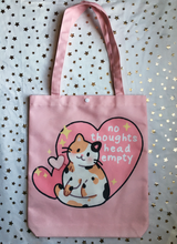 Load image into Gallery viewer, No thoughts head empty cat tote
